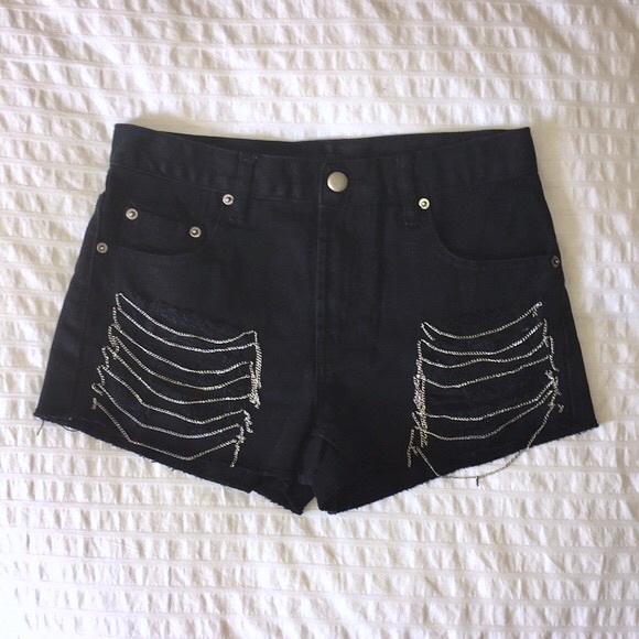 Forever 21 Pants - Black Jean Shorts with Chains
